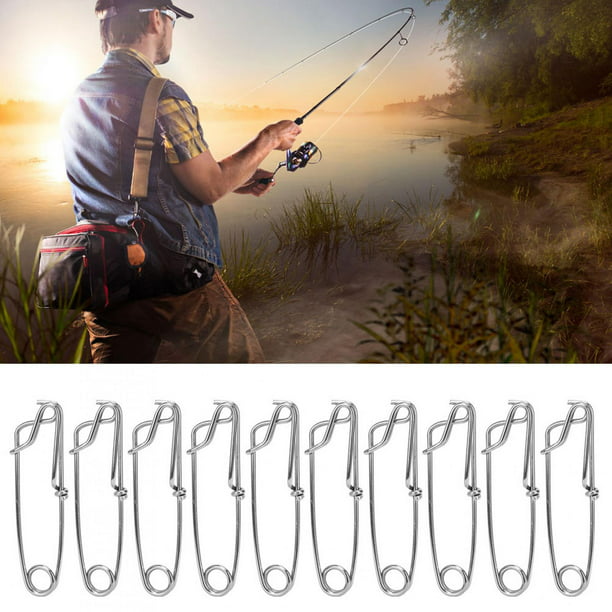 10Pcs Stainless Steel Longline Snap Clips Branch Hanger Snap Fishing Tackles